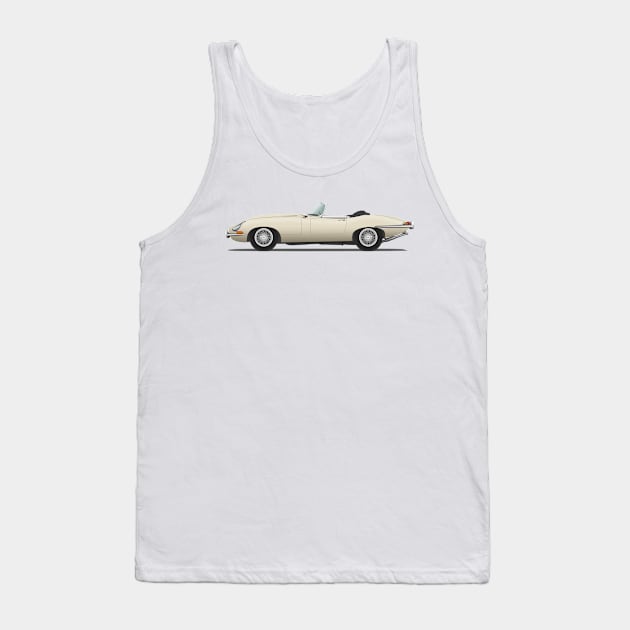 Jaguar E Type Roadster Old English White Tank Top by SteveHClark